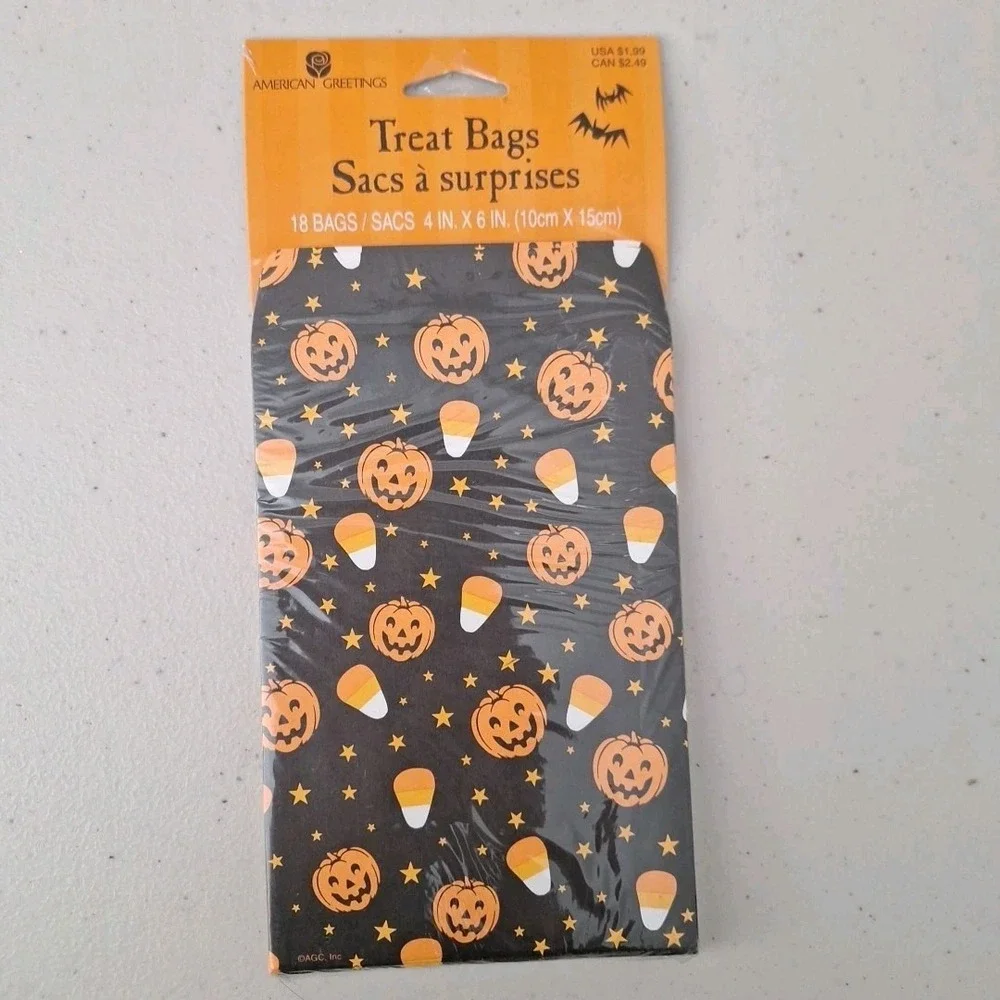 3 Vintage American Greetings Halloween Treat Bags 'Trick or Treat' Ghost Pumpkin